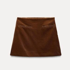 Zara Brown Corduroy Mini Skirt